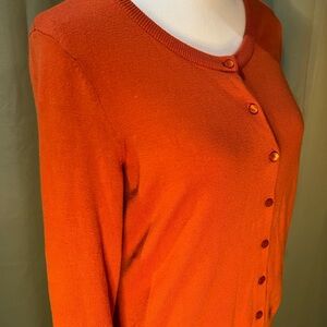Exquisite burnt orange color, cardigan by Talbots.